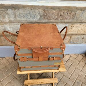 Medium Wooden Bar Box with Full Leather Cladding