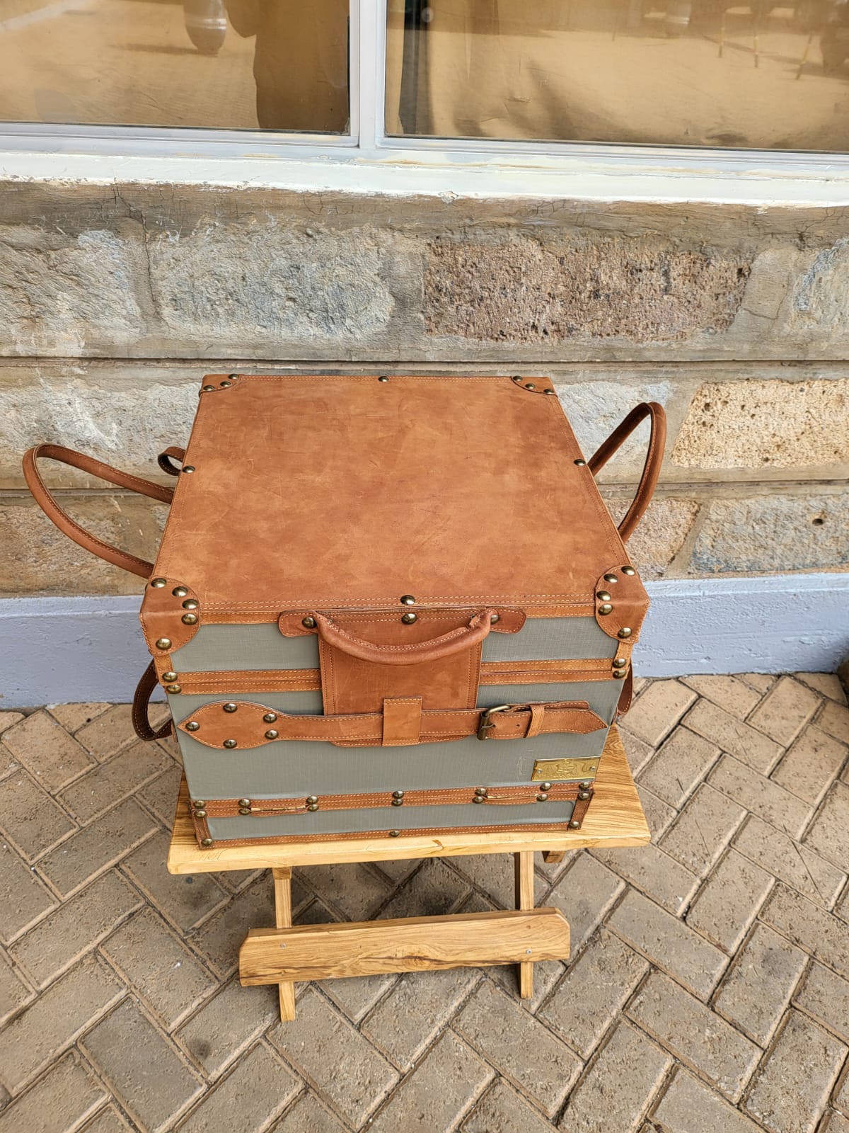 Medium Wooden Bar Box with Full Leather Cladding