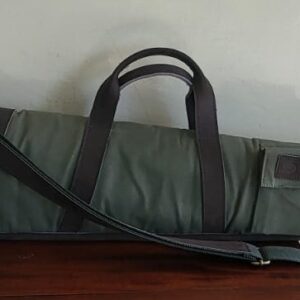 Rifle case in green canvas and tan leather