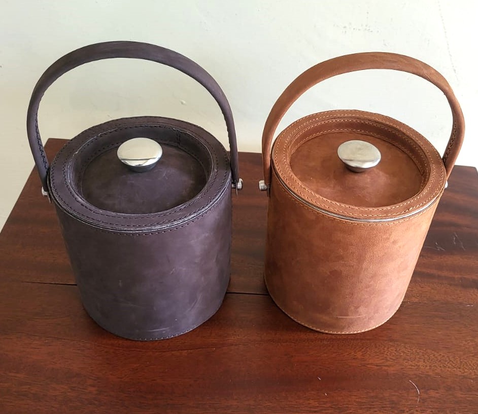 Leather Ice Bucket – Chestnut Leather